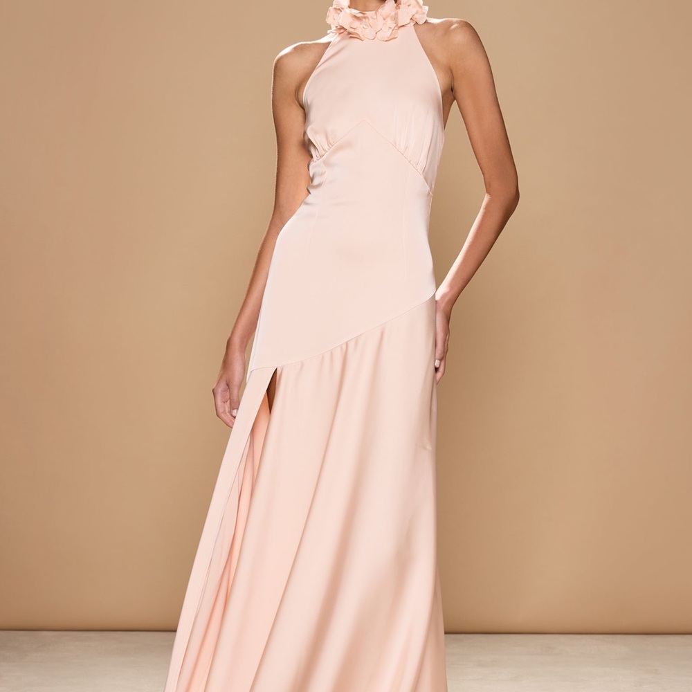 Halter Neck Maxi Dress in Pale Blush
Gorgeous for a formal wedding guest!!!!